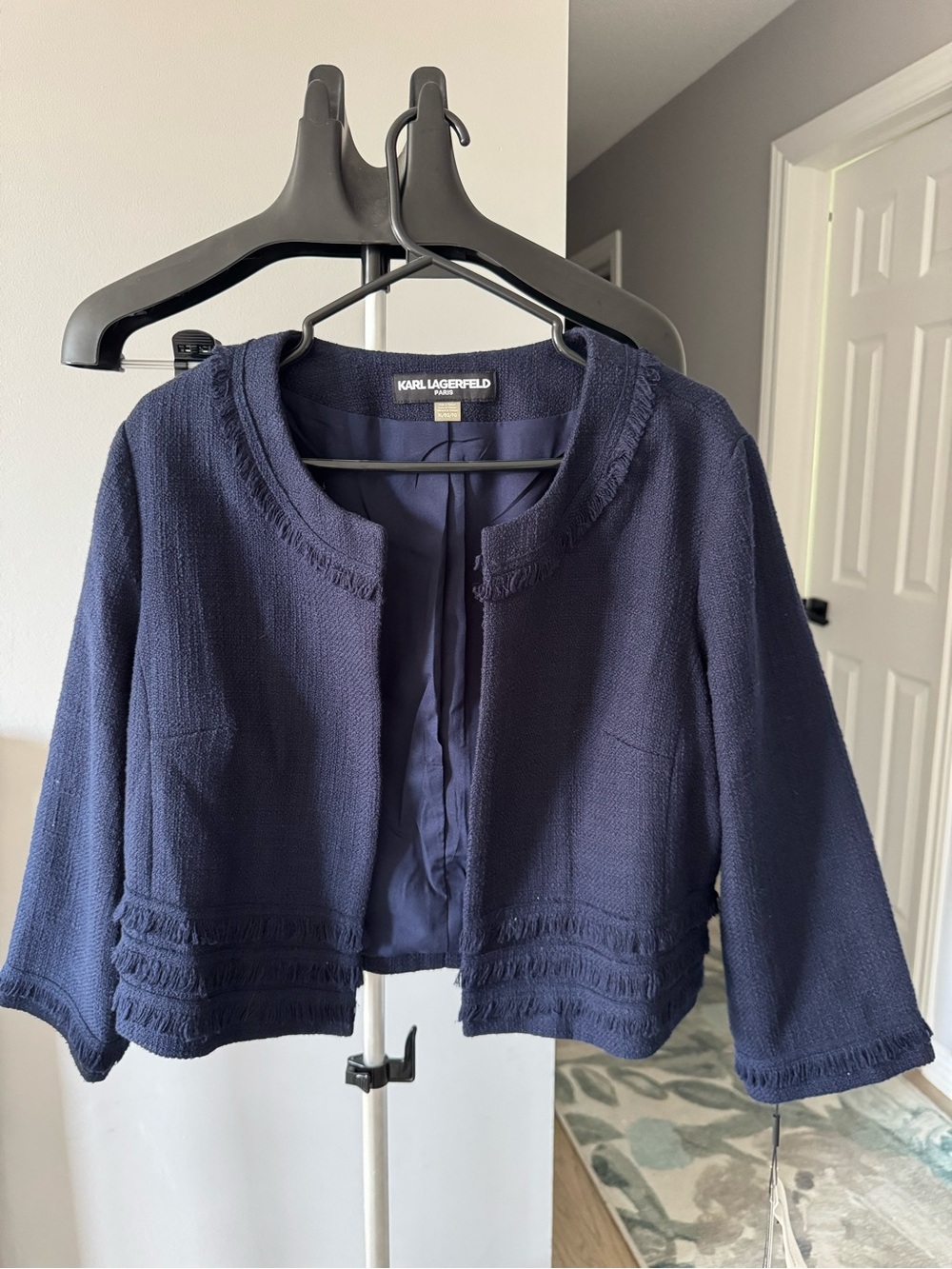 Karl Lagerfeld Navy and Black Textured Jacket